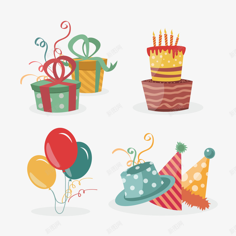 节日生日元素png免抠素材_新图网 https://ixintu.com 可爱 圆点 小丑帽 彩带