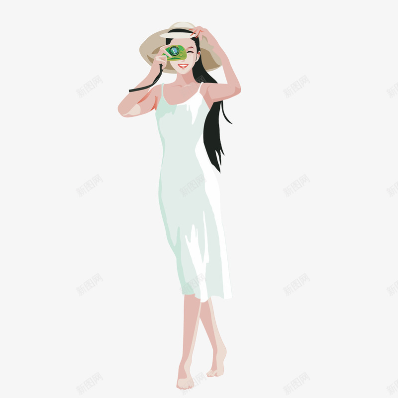 白色长裙拍照美女纹绣png免抠素材_新图网 https://ixintu.com 拍照 白色 纹绣 纹绣美女 美女 长裙