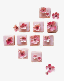 粉色小清新艺术组合樱花小蛋糕素材
