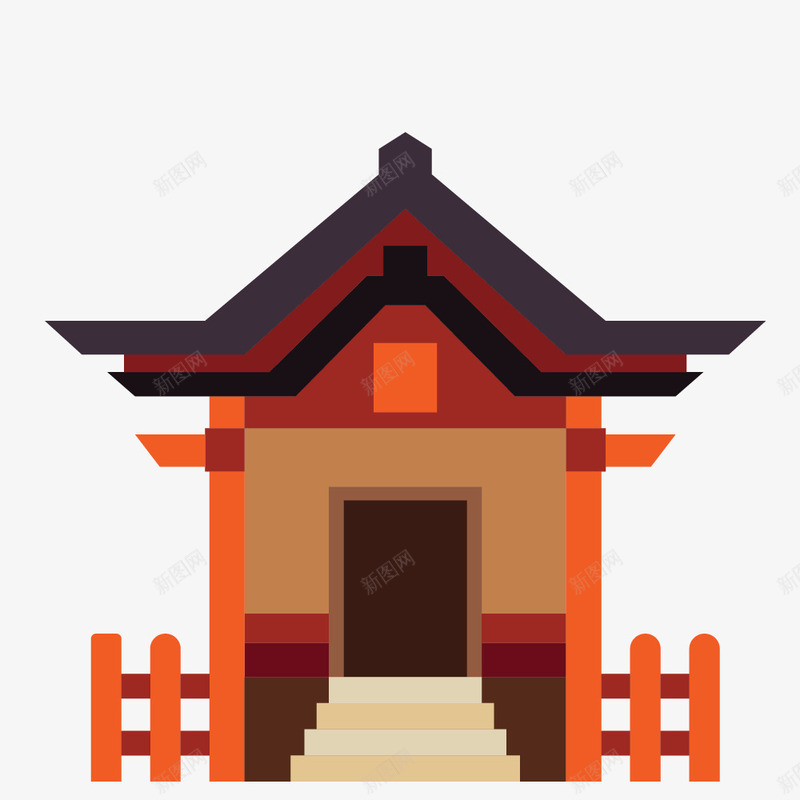 卡通中国风建筑物png免抠素材_新图网 https://ixintu.com 中国风 免抠图 卡通房屋 建筑物 房子 效果图 装饰图 装饰画