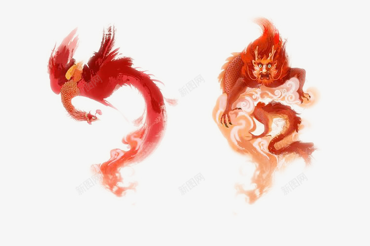 龙凤呈祥png免抠素材_新图网 https://ixintu.com 中式 素材 红色 龙凤