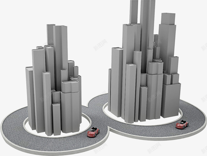 灰色科技建筑物png免抠素材_新图网 https://ixintu.com 免抠图 建筑物 效果图 灰色楼房 红色汽车 装饰图 装饰画