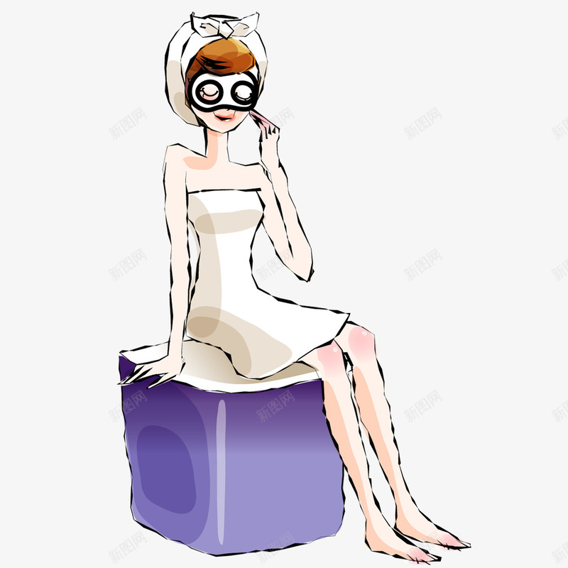 敷眼睛的美女png免抠素材_新图网 https://ixintu.com 保养 女孩 护肤 敷眼睛 敷面膜 美女 美白