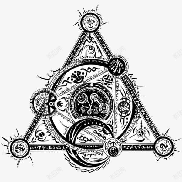 三角魔法圈png免抠素材_新图网 https://ixintu.com 三角形 星座 月亮 魔幻 魔法