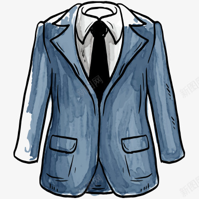 手绘png免抠素材_新图网 https://ixintu.com 手绘服装男装效果图西装