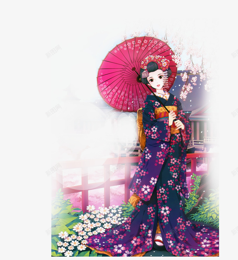 卡通人物png免抠素材_新图网 https://ixintu.com 人物 卡通 卡通人物 可爱 和服 日本人 美女