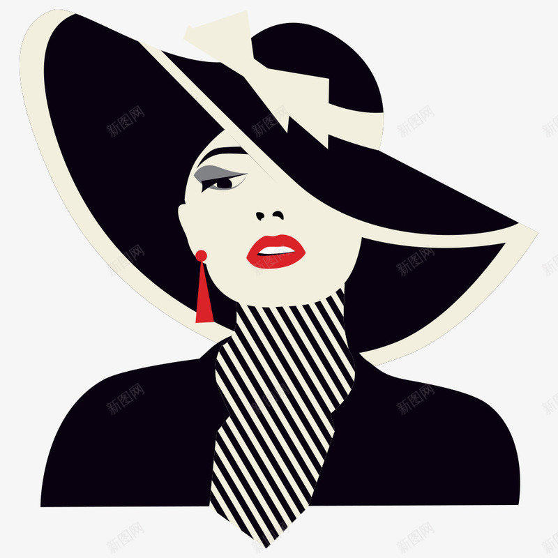 戴帽子的美女矢量图eps免抠素材_新图网 https://ixintu.com 人物 人物插画 卡通人物 戴帽子 美女 矢量图