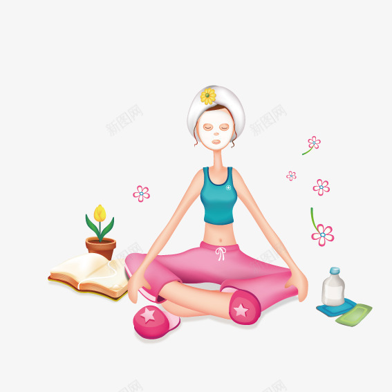 敷面膜的美女png免抠素材_新图网 https://ixintu.com 图书 花朵 面膜