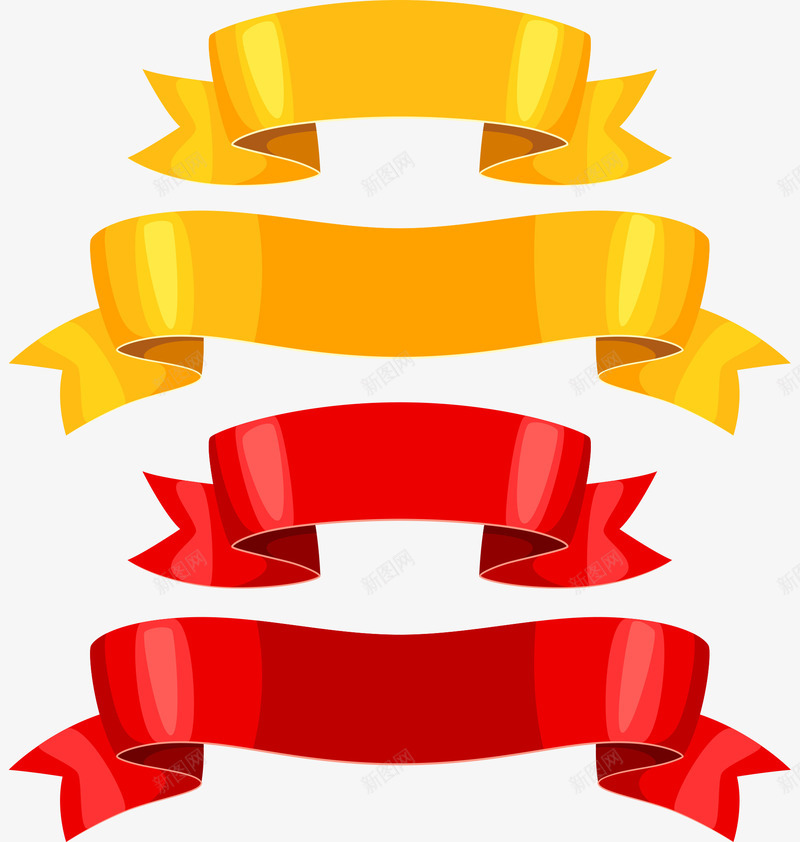 彩色黄色红色卡通祝贺彩带矢量图ai免抠素材_新图网 https://ixintu.com 卡通彩带 喜庆彩带 彩色彩带 矢量彩带 祝贺彩带 红色彩带 黄色彩带 矢量图