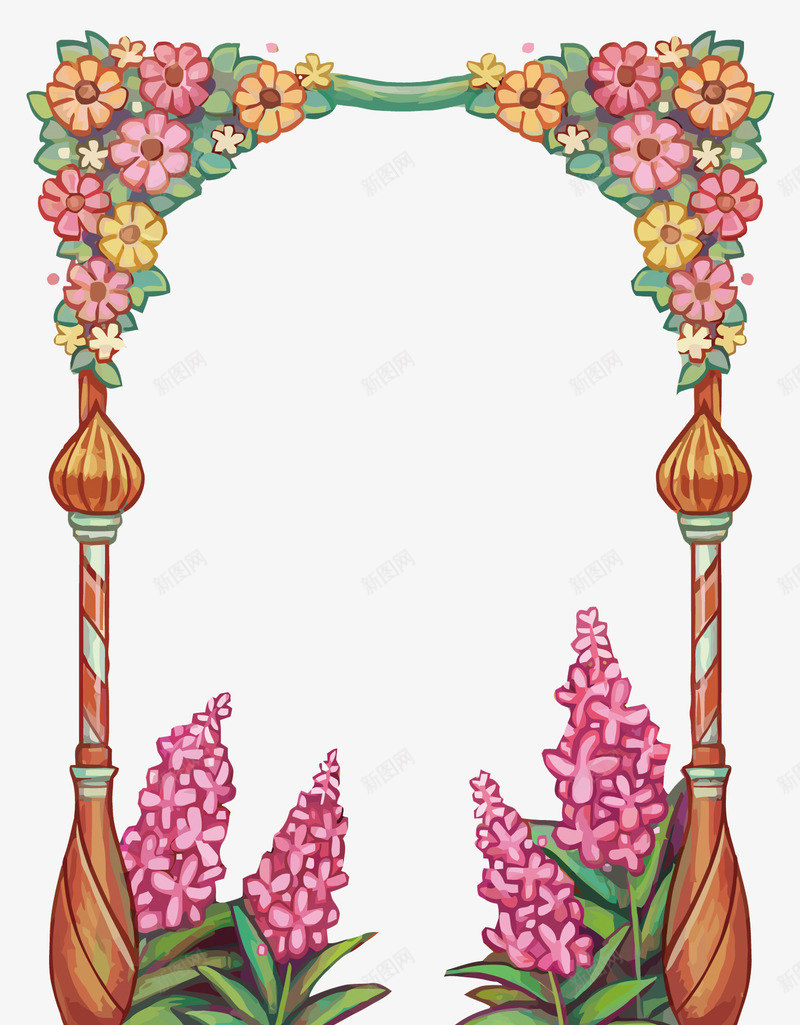 边框明艳装饰风格花环png免抠素材_新图网 https://ixintu.com 卡通金属感边框 喜庆 手绘感花环 门框 鲜花 鲜花拥簇