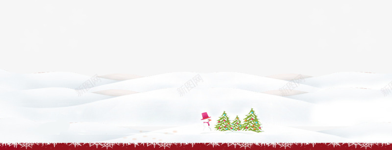 雪地效果图png免抠素材_新图网 https://ixintu.com 圣诞树 白色 红边 雪人 雪地