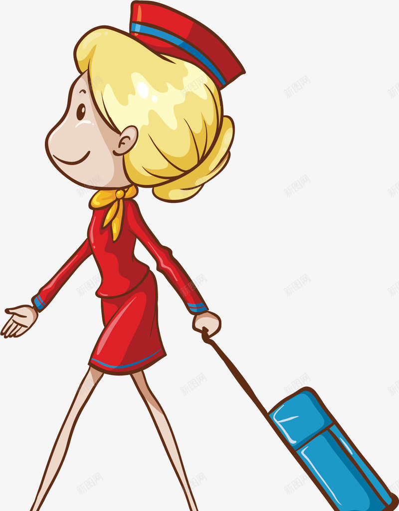 拉着行李的空姐png免抠素材_新图网 https://ixintu.com 制服美女 旅行箱的人 矢量素材 空姐 红色制服 行李箱