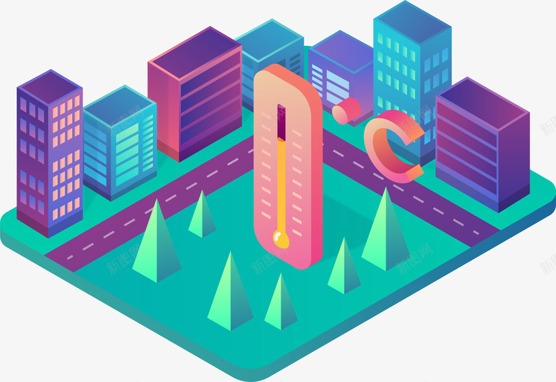 城市建模卡通插画png免抠素材_新图网 https://ixintu.com 卡通插画 城市 平面 建筑 形状 模型 设计