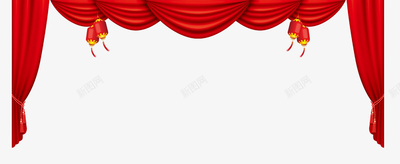 幕布海报元素png免抠素材_新图网 https://ixintu.com 喜庆 幕布 灯笼 红色 鸡年