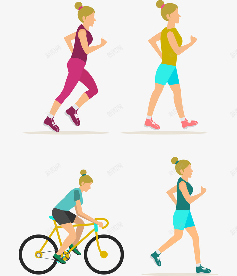 锻炼的女人矢量图ai免抠素材_新图网 https://ixintu.com 女人矢量素材 扁平化 效果图 艺术 设计 锻炼 矢量图
