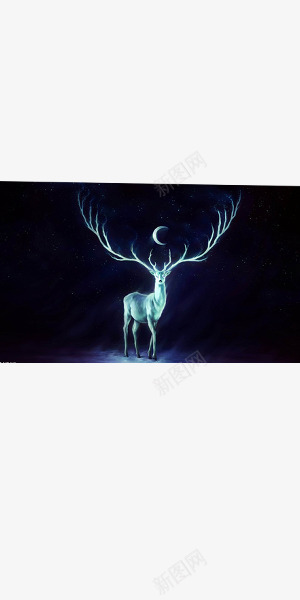 梦幻浪漫蓝色夜光鹿png免抠素材_新图网 https://ixintu.com 夜光 梦幻 浪漫 蓝色 鹿