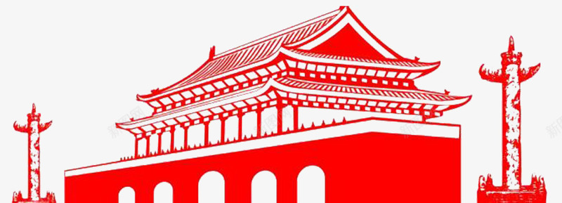 天安门右面剪影png免抠素材_新图网 https://ixintu.com 中国 喜庆 天安门剪影 柱子 红色