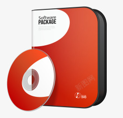 红色DVD包装盒矢量图海报