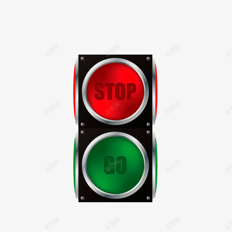 红色STOP绿色GOpng免抠素材_新图网 https://ixintu.com 提示灯 效果图 红绿提示灯 红色STOP绿色GO