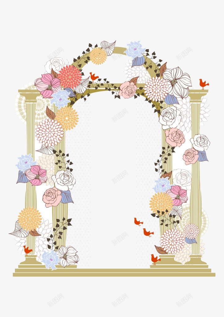 唯美婚庆花门png免抠素材_新图网 https://ixintu.com 婚礼花门 婚礼设计 广告设计花鸟 拱形花门 植物 色彩漂亮 花卉 花朵 花架田园 花门唯美