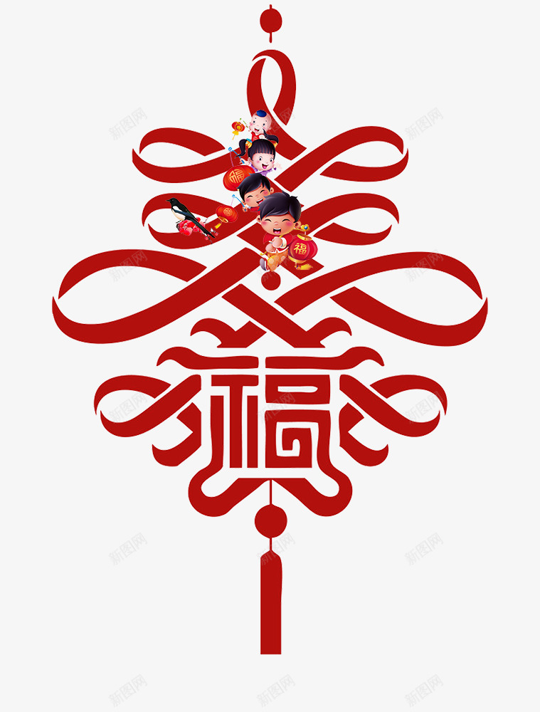 2018新年中国结新年背景psd免抠素材_新图网 https://ixintu.com 2018新年边框 中国结 传统节日 吉祥 同心结 喜庆背景 新年 欢度新年 狗年 艺术字