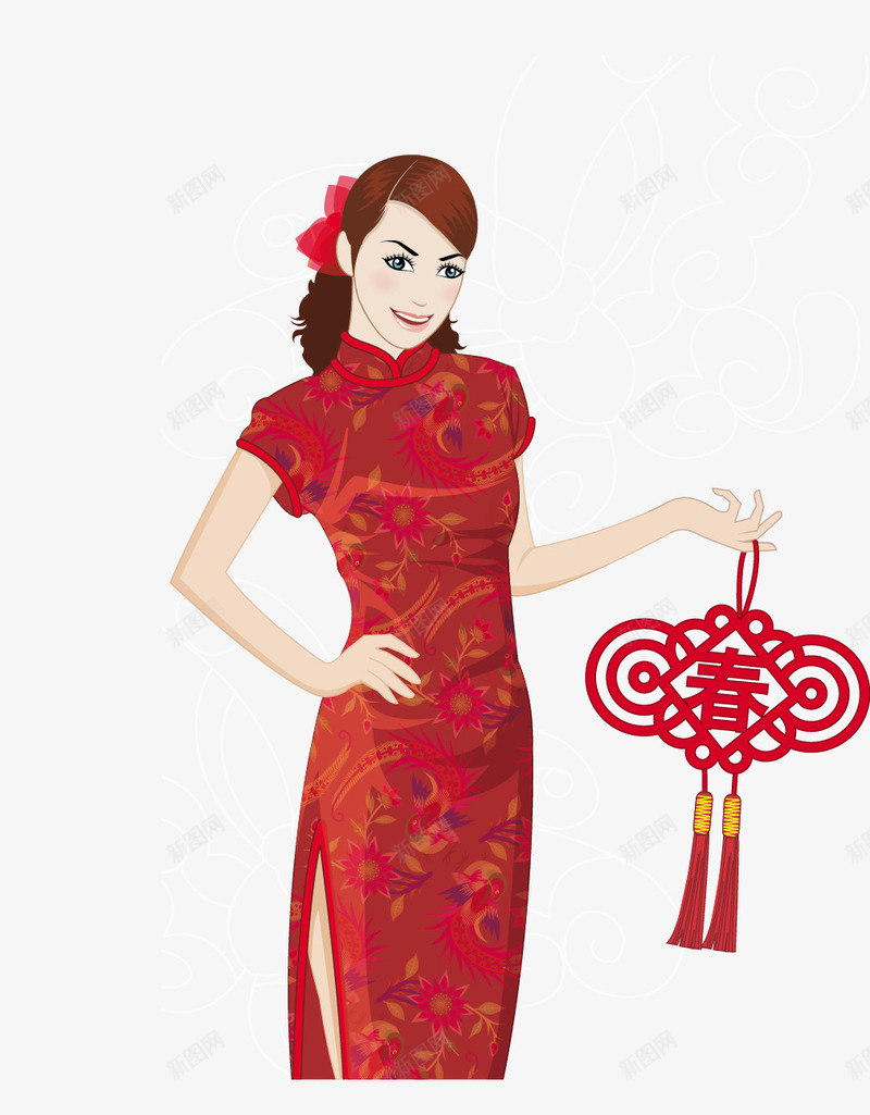 拜年旗袍美女png免抠素材_新图网 https://ixintu.com 拜年 旗袍 旗袍美女 矢量拜年旗袍美女 矢量美女