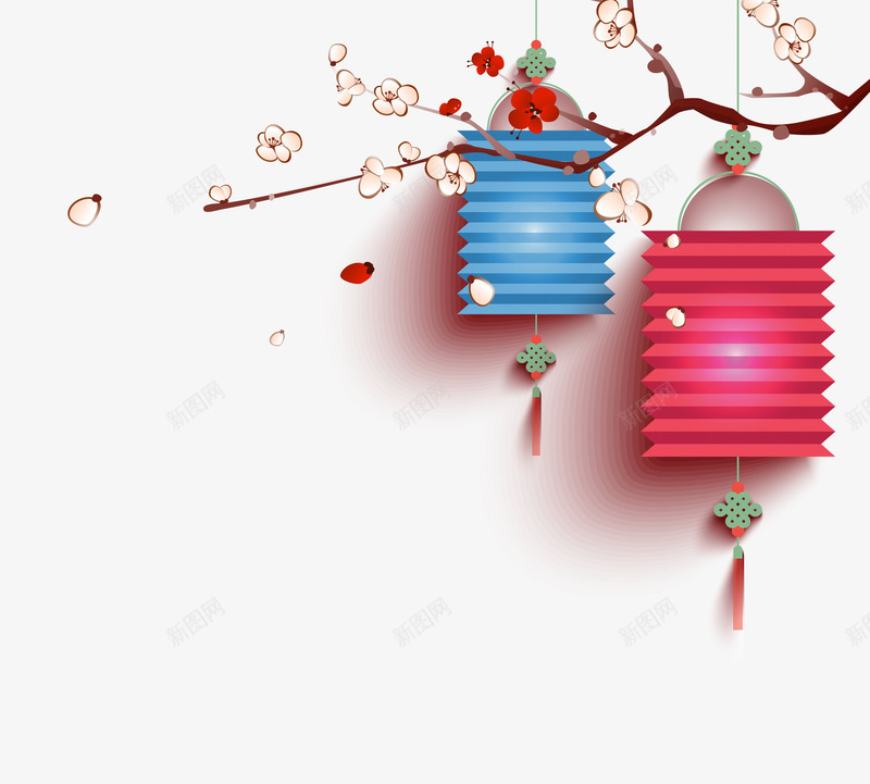 中式卡通手绘花灯梅花png免抠素材_新图网 https://ixintu.com 中式 卡通 梅花 花灯