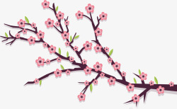 浪漫樱花节粉红树枝矢量图素材