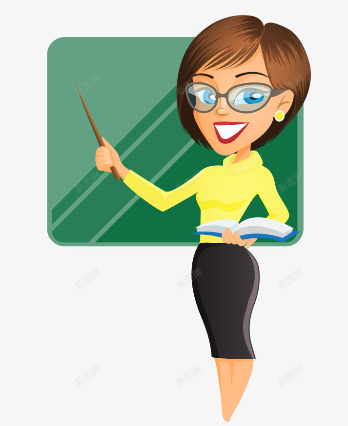 卡通手绘戴眼镜美女老师png免抠素材_新图网 https://ixintu.com 卡通的人物 头像 戴眼镜的老师 手绘的老师 美女的老师
