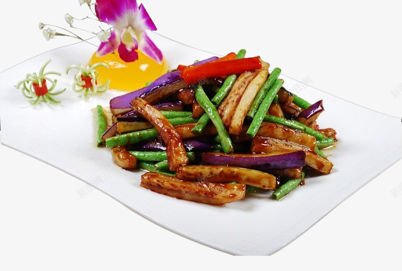 豆角茄子png免抠素材_新图网 https://ixintu.com 中式菜品 传统美食 凉菜 家常菜 美味 豆角茄子 餐饮美食