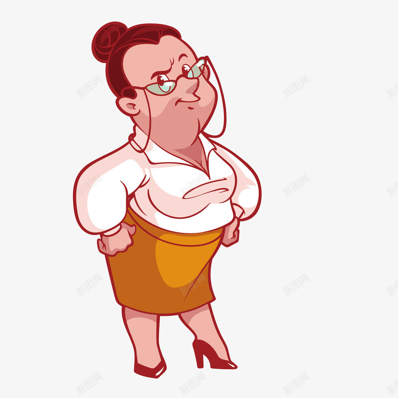 肥胖的职场卡通女人png免抠素材_新图网 https://ixintu.com 人物 免抠图 商务 女人 效果图 装饰图 装饰画