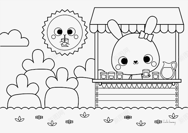 卖胡萝卜的小白兔png免抠素材_新图网 https://ixintu.com 创意插画设计 卡通贺卡封面 手绘插画