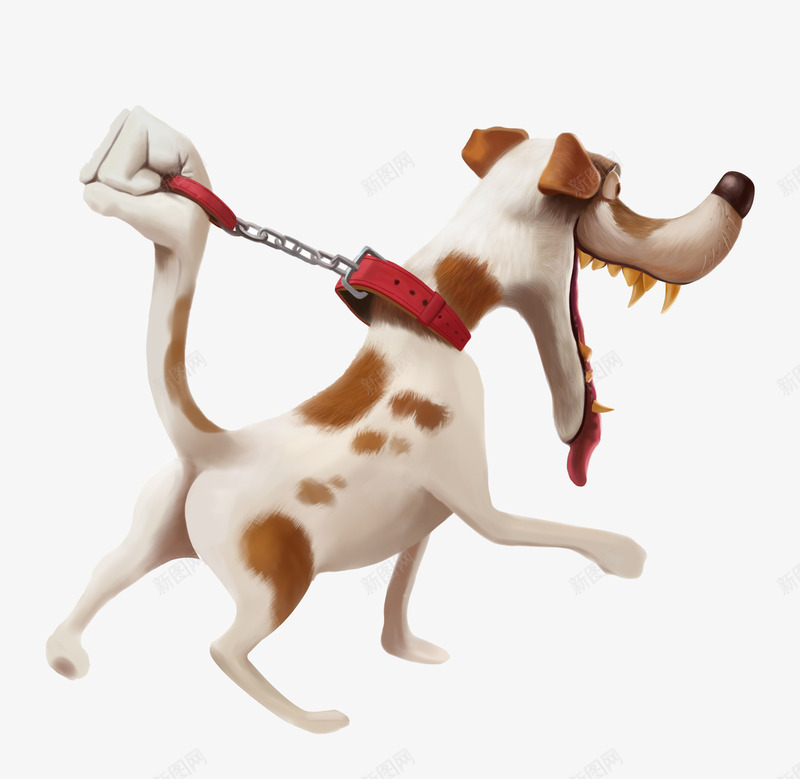 拴着脖子的卡通小狗png免抠素材_新图网 https://ixintu.com 免抠图 动物 小狗 效果图 装饰图 装饰画 链子