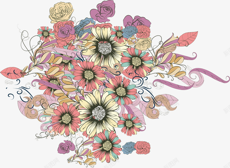 浪漫手绘小雏菊花丛png免抠素材_新图网 https://ixintu.com 小雏菊 浪漫花丛 浪漫花束 矢量png 雏菊花丛 雏菊花束