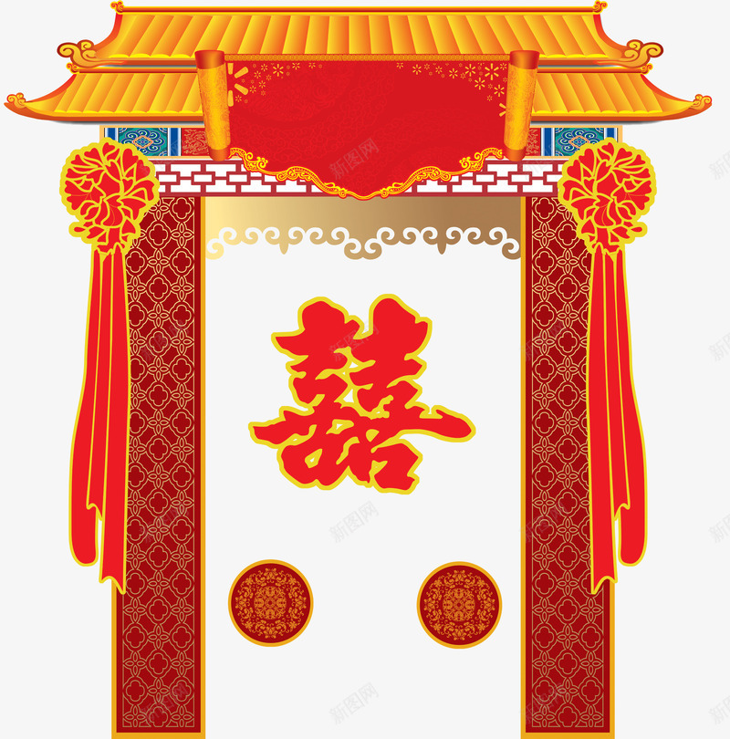 新年门楼png免抠素材_新图网 https://ixintu.com 吉祥 喜庆 对联 庆祝