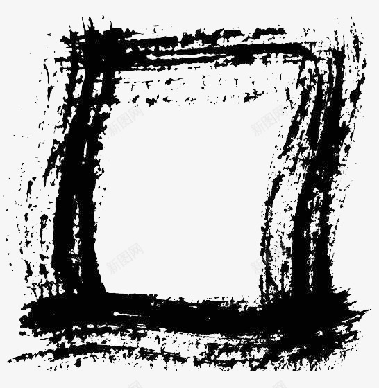 毛笔涂鸦风格中式方框图案png免抠素材_新图网 https://ixintu.com 中式方框 图案 效果 毛笔 涂鸦风格 装饰