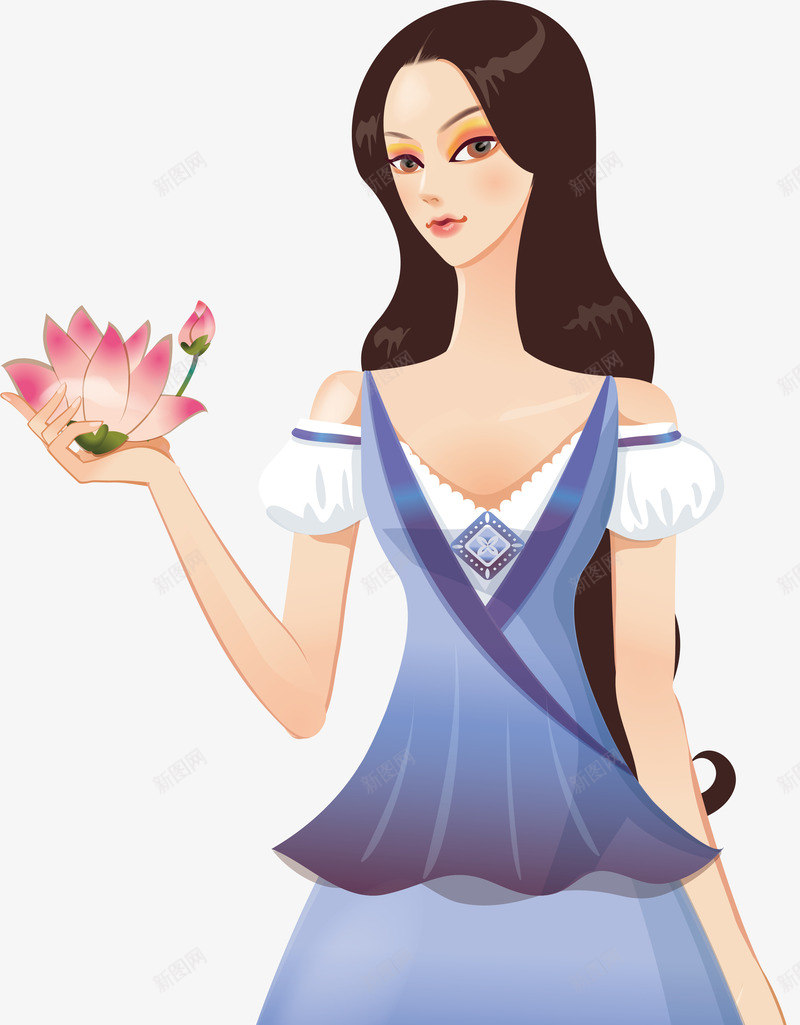 蓝群美女矢量图ai免抠素材_新图网 https://ixintu.com 卡通美女 古典美女 塑形美女 塑性美女 性感美女 手绘美女 时尚美女 比基尼美女 美女矢量 蓝群美女 矢量图