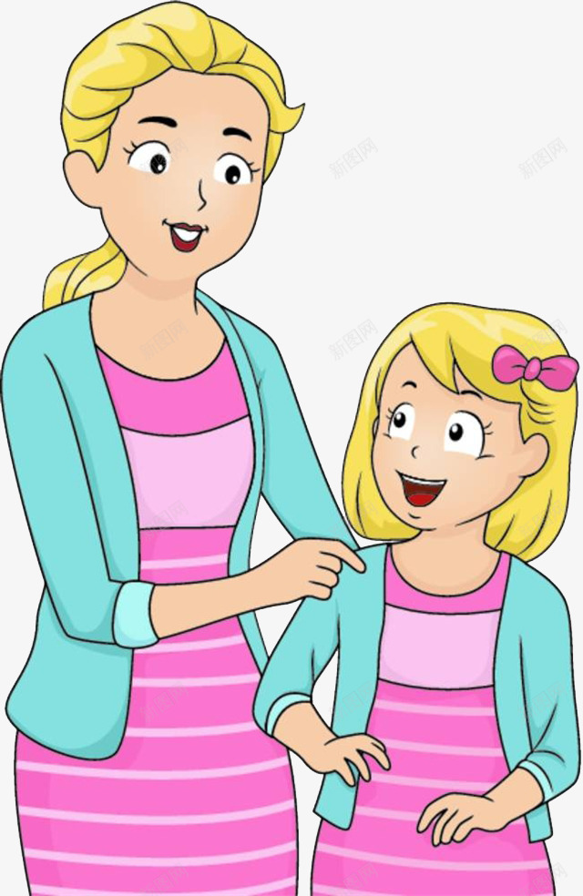 穿着亲子装的母女png免抠素材_新图网 https://ixintu.com 亲子装 亲情 卡通手绘 小女孩 母与女 母亲 照顾 照顾孩子 蝴蝶结