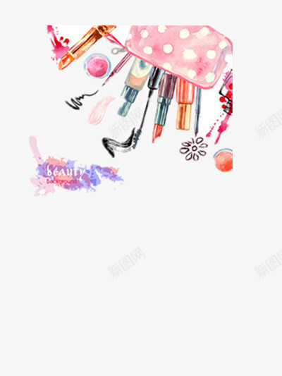 妆品png免抠素材_新图网 https://ixintu.com 口红 彩绘 睫毛膏 香水