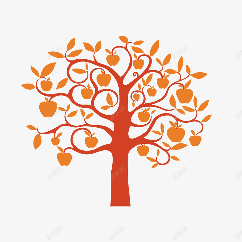 红色手绘的苹果树png免抠素材_新图网 https://ixintu.com 免抠图 效果图 树木 植物 红色 苹果树 装饰图 装饰画