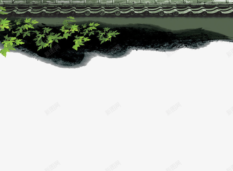 中国风水墨墙檐png免抠素材_新图网 https://ixintu.com 中国风 中式墙檐 古代墙檐 古典墙檐 墙檐 水墨 水墨墙檐背景 瓦墙檐