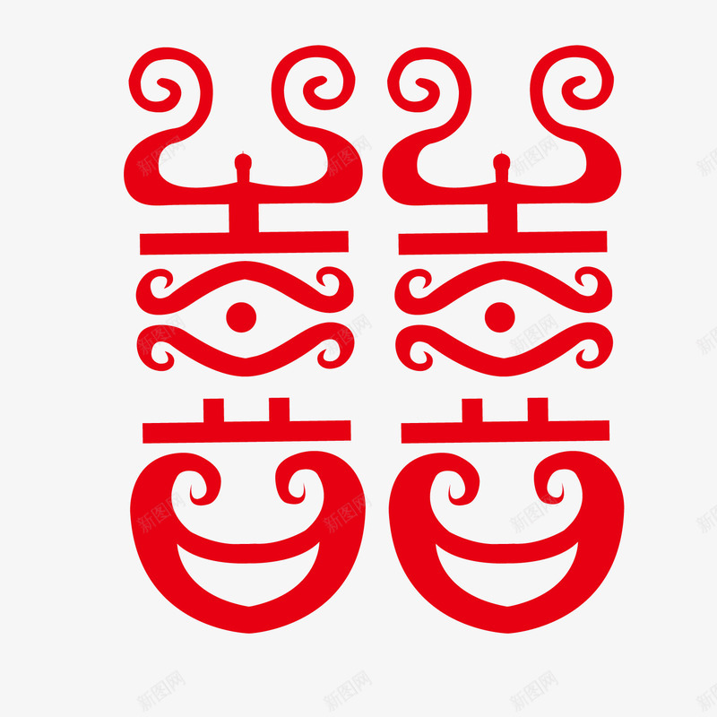 结婚喜庆剪纸png免抠素材_新图网 https://ixintu.com 喜字艺术字体 折纸 文案字体装饰字体 红色字体
