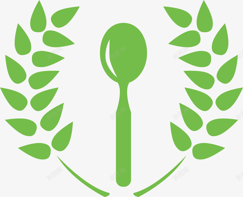 小勺中式餐饮logo图标png_新图网 https://ixintu.com 中式餐饮LOGO 中式餐饮logo 中餐饮logo 叶子 绿色 餐饮logo下载 餐饮logo设计