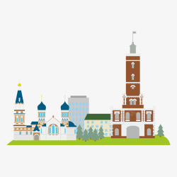 俄罗斯建筑旅游景点元素矢量图素材
