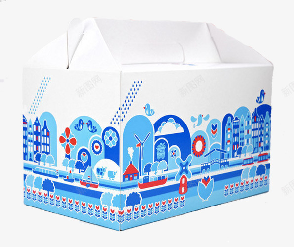 蓝白包装盒psd_新图网 https://ixintu.com 包装盒 实物 手绘 白色 蓝色