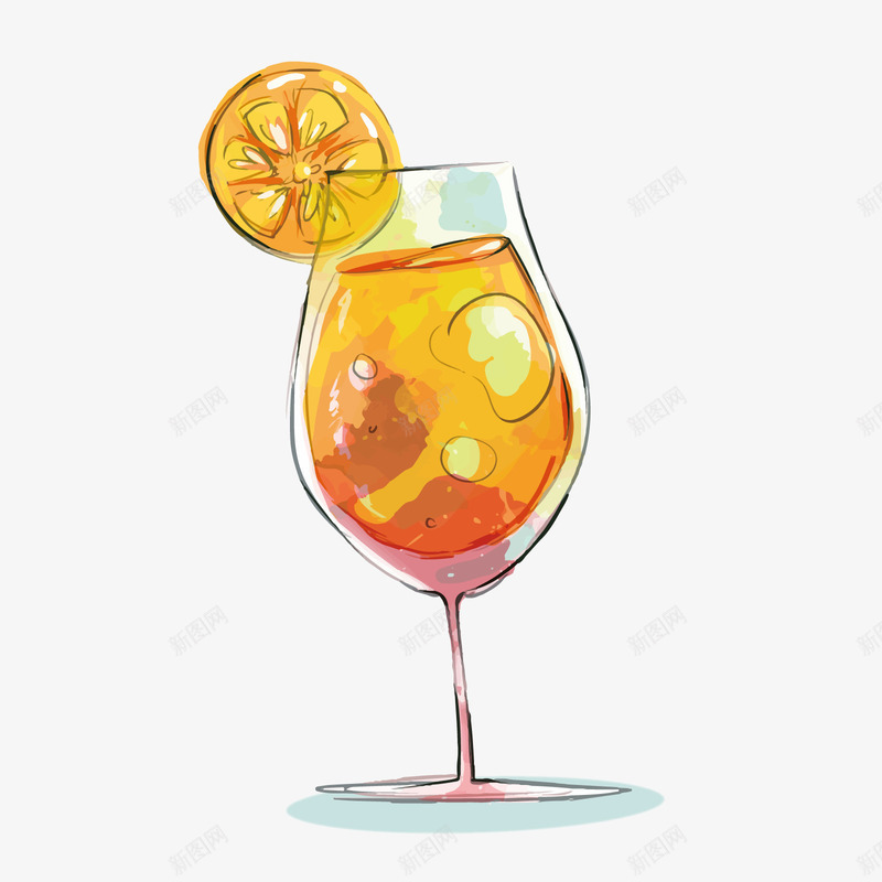 橙子汁png免抠素材_新图网 https://ixintu.com 手绘 时尚插画PNG 杯子 果汁PNG 装饰 鲜榨