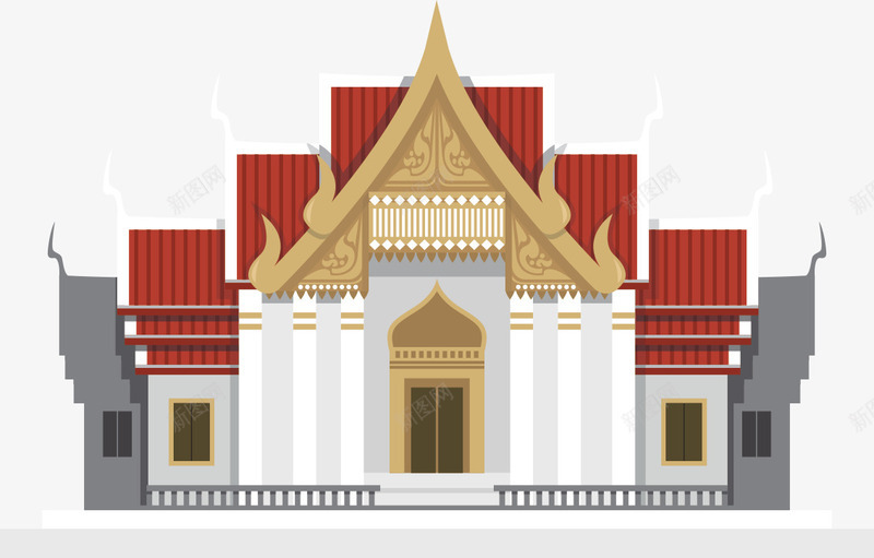 扁平化泰式风格建筑png免抠素材_新图网 https://ixintu.com 卡通 扁平 旅行 泰国 泰式 童趣