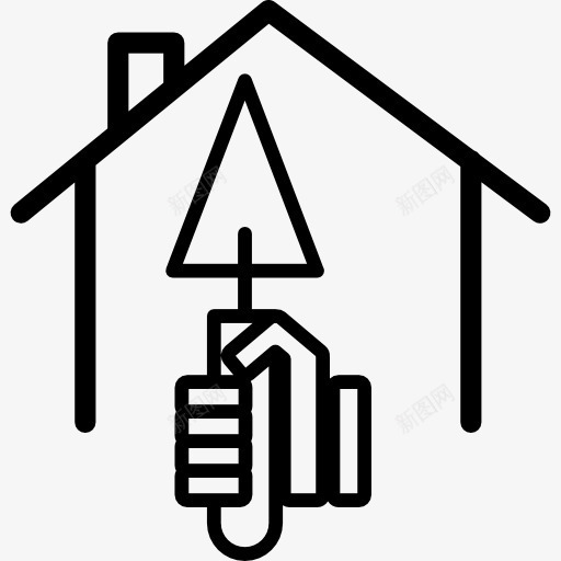 一方面用三角铲家庭内部轮廓图标png_新图网 https://ixintu.com 三角铲 家电维修 工具和用具 房屋维修 维修 铲