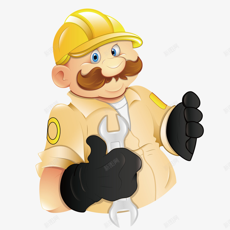 大胡子卡通工人人物png免抠素材_新图网 https://ixintu.com 人物 人物装饰 卡通人物 工人 手套 效果图