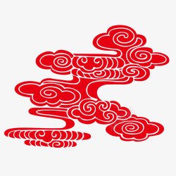 红色中国风祥云装饰素材